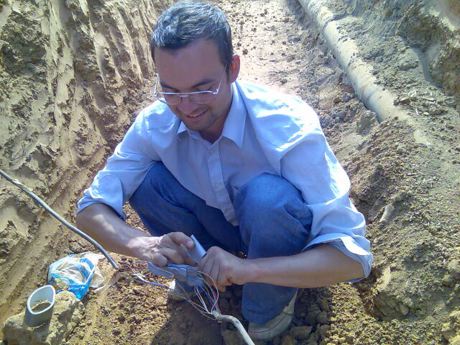 me fixing the telephone cables in Abuja